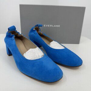 Everlane Italian Suede Day Heel Brilliant Blue 6.5 Women's Elastic Back Comfort